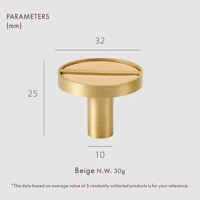 PELL Solid Brass & Leather Knobs - Beige