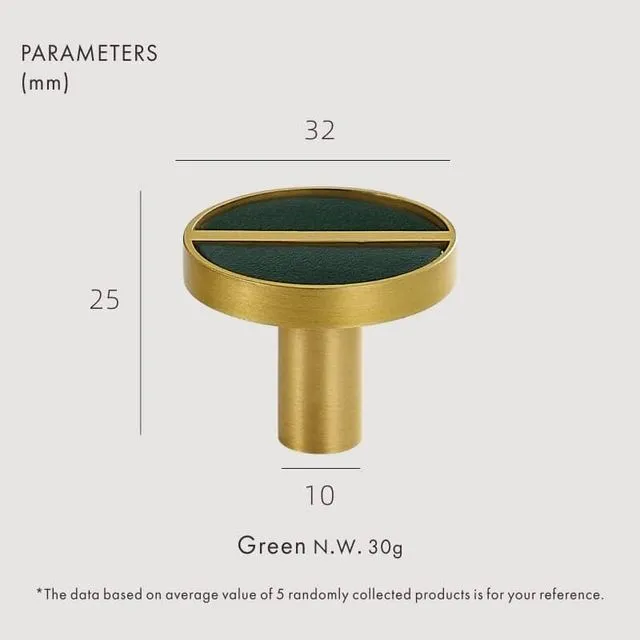 PELL Solid Brass & Leather Knobs - Green