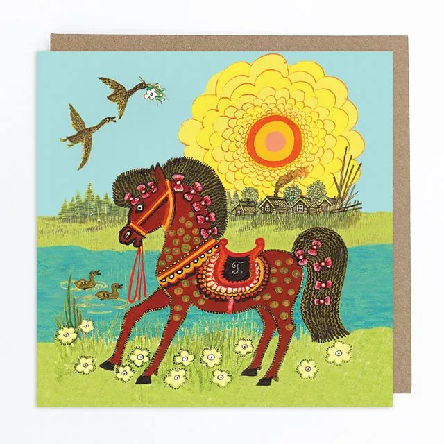 Horse in Sunshine Blue Greeting Card