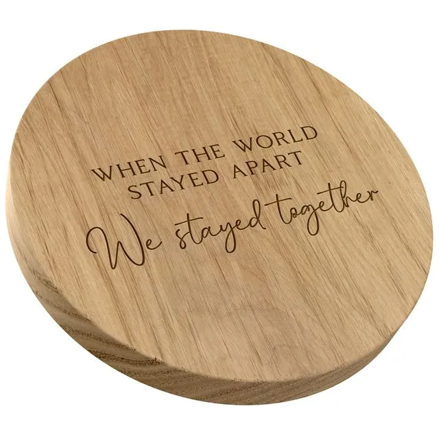 "When The World..." Carved British Oak Chopping and Serving Board Round