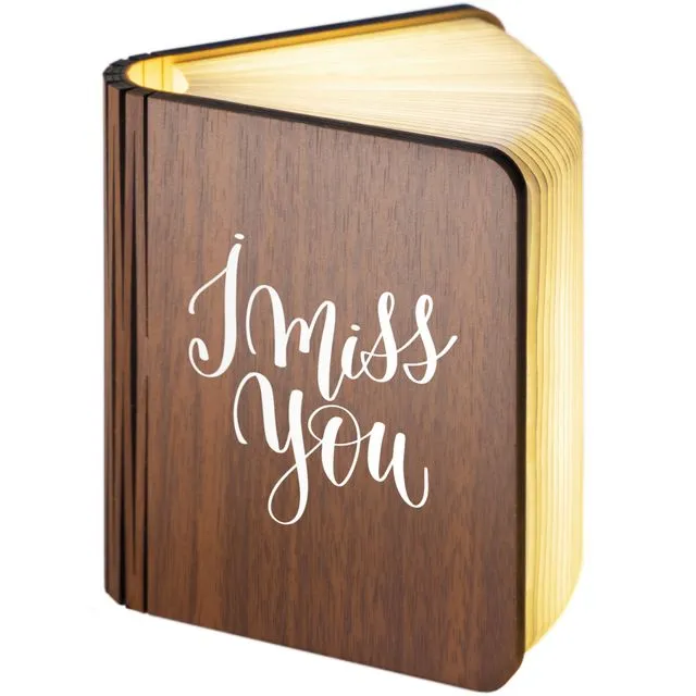"I miss you" Wooden Folding Magnetic LED Book Lamp Small