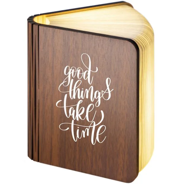 "Good things take time" Wooden Folding Magnetic LED Book Lamp Small
