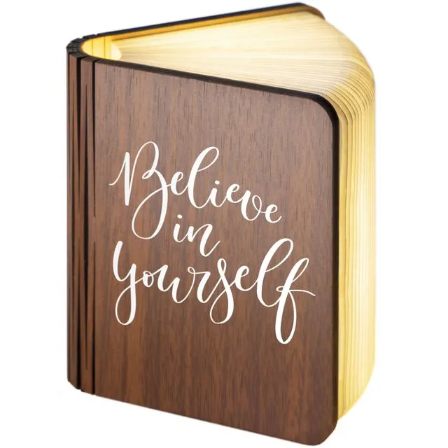 "Believe in yourself" Wooden Folding Magnetic LED Book Lamp Small
