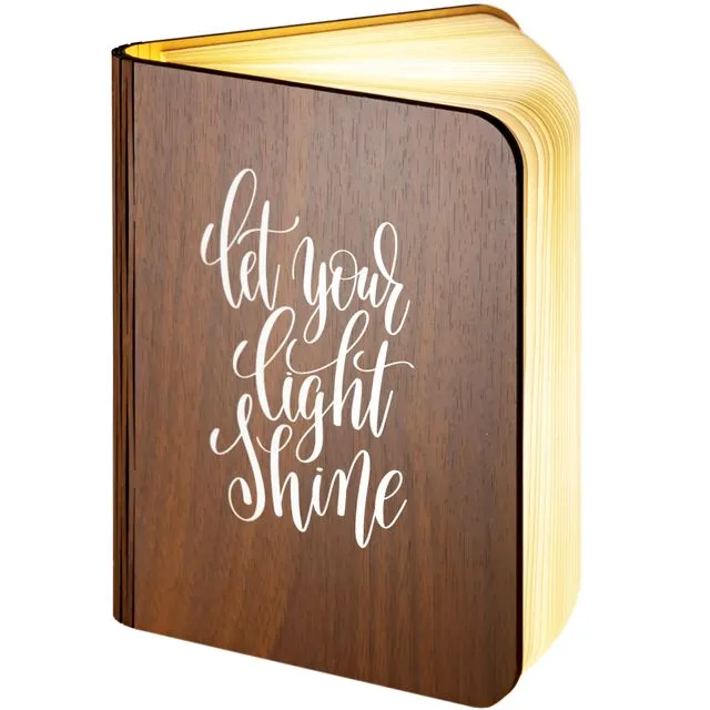 "Let your light shine" Wooden Folding Magnetic LED Book Lamp Medium