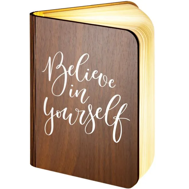 "Believe in yourself" Wooden Folding Magnetic LED Book Lamp Medium
