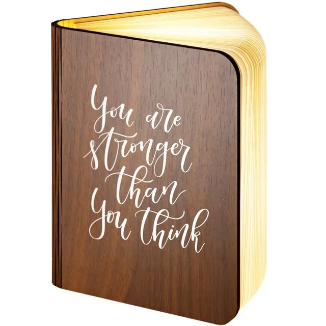 "You are stronger than you think" Wooden Folding Magnetic LED Book Lamp Medium