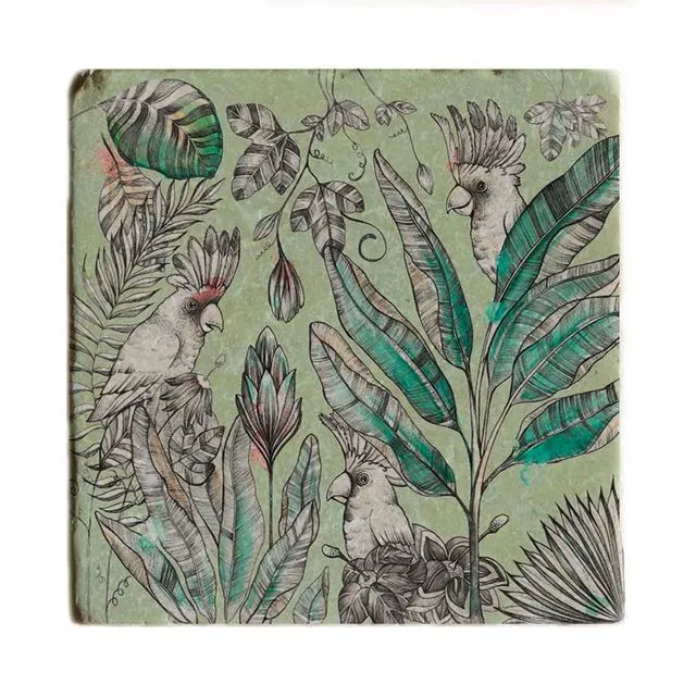 Ligarti Natural Stone Coaster | Design Tile | Cockatoos