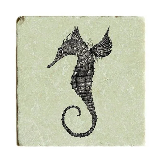 Ligarti Natural Stone Coaster | Design Tile | Seahorse