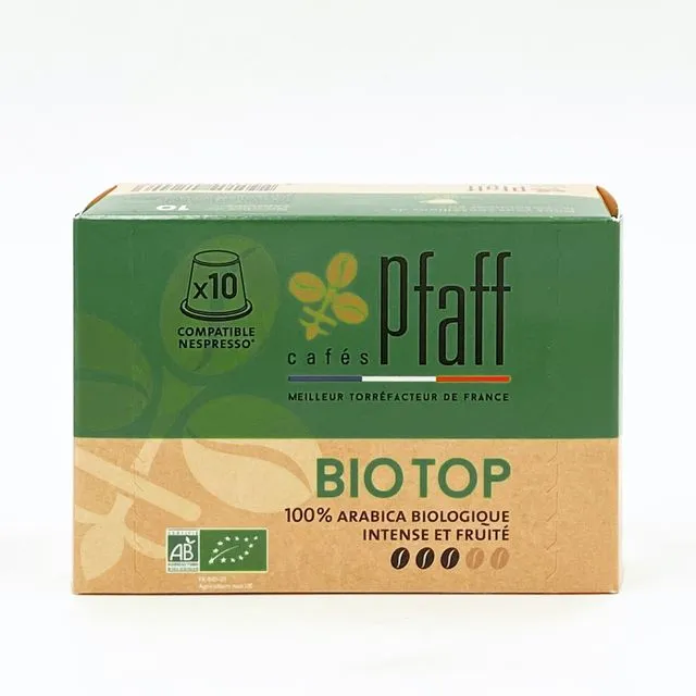Biodegradable organic COFFEE capsule, Pfaff coffees BIOTOP (18 Boxes)