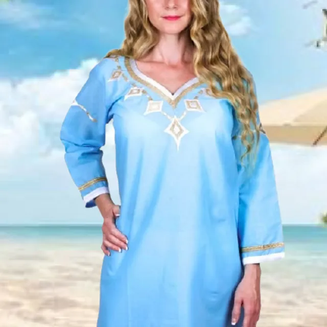 Turquoise ‘Nefertiti In Ibiza’ Cotton Kaftan