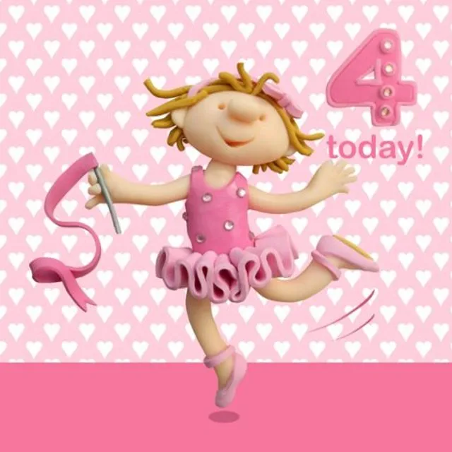 Girl Age 4 Card (Pack of 6)
