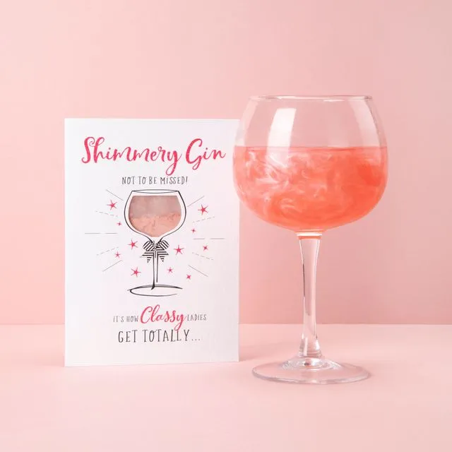 Shimmer for drinks greetings card - Shimmery gin not to be missed