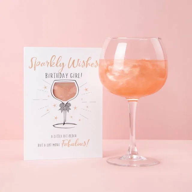 Shimmer for drinks greetings card - Sparkly Wishes Birthday Girl