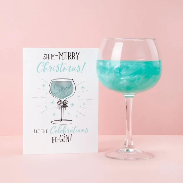 Shimmer for drinks greetings card - Shim-Merry Christmas! Let the Celebrations beGIN!