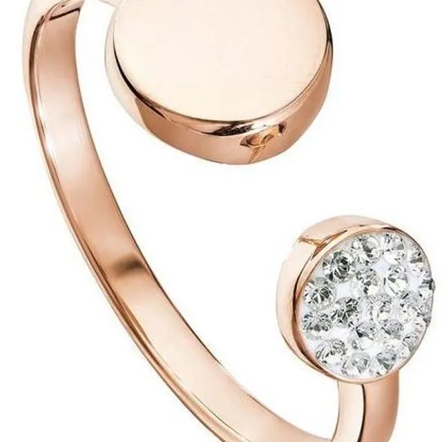 Evoke Sterling’n’Ice Sterling Silver Rose Gold Plated Crystal 6 & 8.2mm Round Open Ring