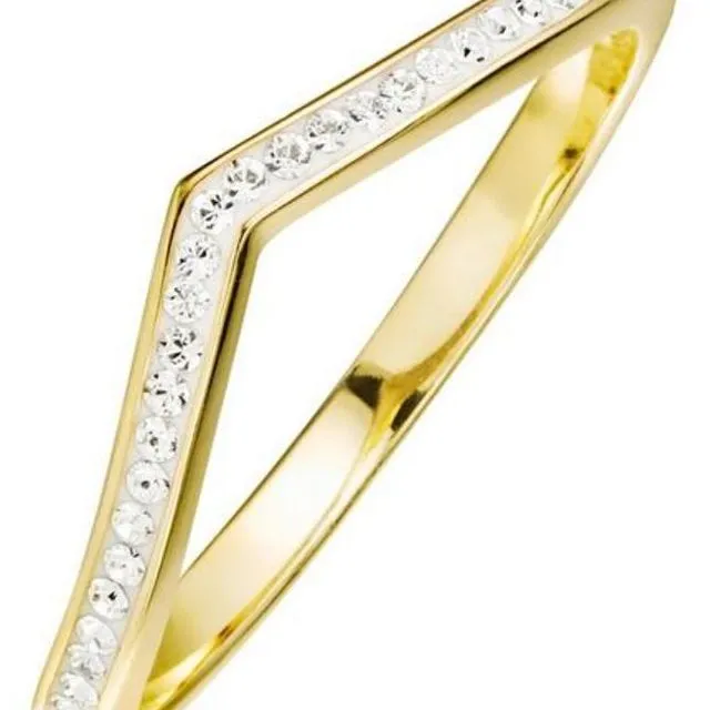 Evoke Sterling’n’Ice Sterling Silver Gold Plated Crystal Wishbone Ring