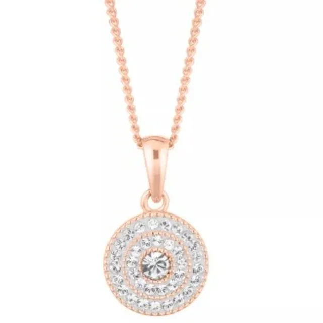 Evoke Sterling’n’Ice Sterling Silver Rose Gold Plated Crystals 9.3mm Cluster Pendant with 16+2" Ext Chain