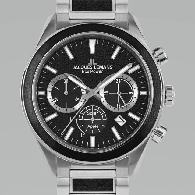 Jacques Lemans Eco Power Solar Chronograph Stainless Steel Men's Bracelet Watch