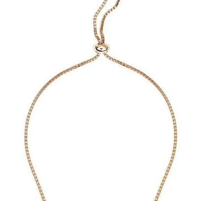 Evoke Sterling’n’Ice Sterling Silver Rose Gold Plated Crystal Adjustable Box Chain Friendship Bracelet