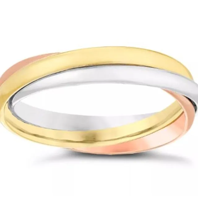 9ct 3 Colours Gold Russian Wedding Ring - 2mm Each