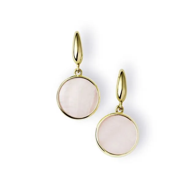 9ct Yellow Gold 11X11mm Round Pink MOP Earrings