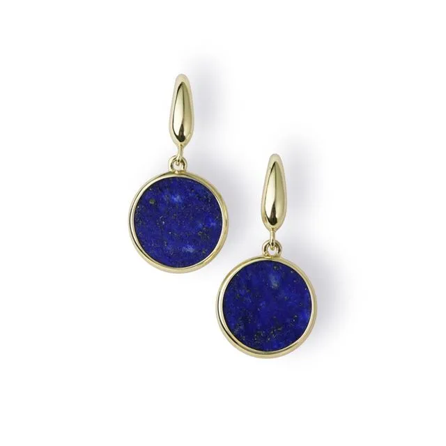 9ct Yellow Gold 11X11mm Round Lapis Lazuli Earrings