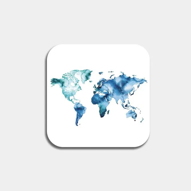 World Map Watercolour Coaster