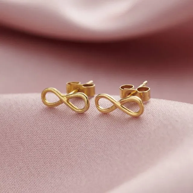 Yellow Gold Infinity Stud Earrings