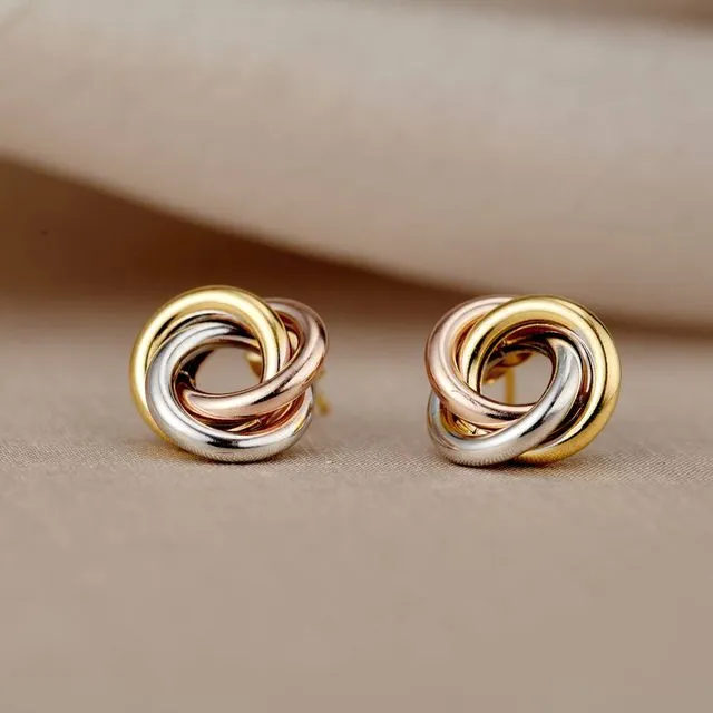 Mixed 9ct Gold Russian Ring Stud Earrings