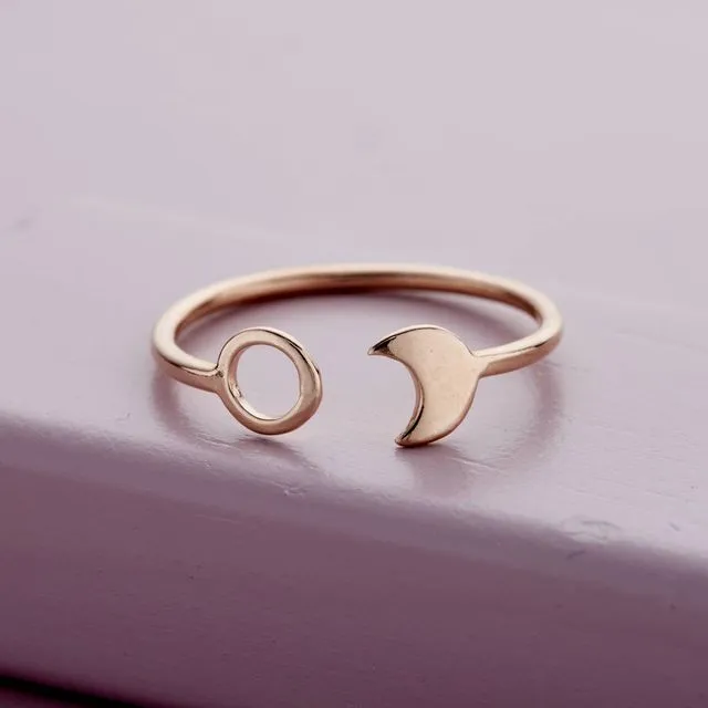 Rose Gold Sun And Moon Open Ring