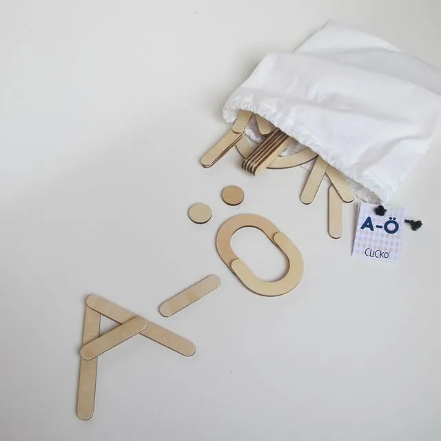 The entire alphabet - 79 magnetic wooden pieces
