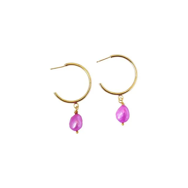 Bubblegum pink freshwater pearl earrings