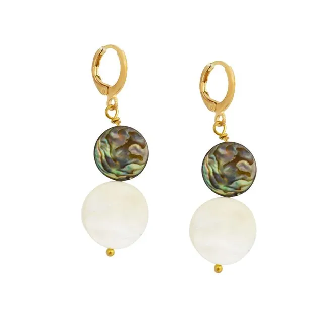 Abalone shell with coin pearls earrings