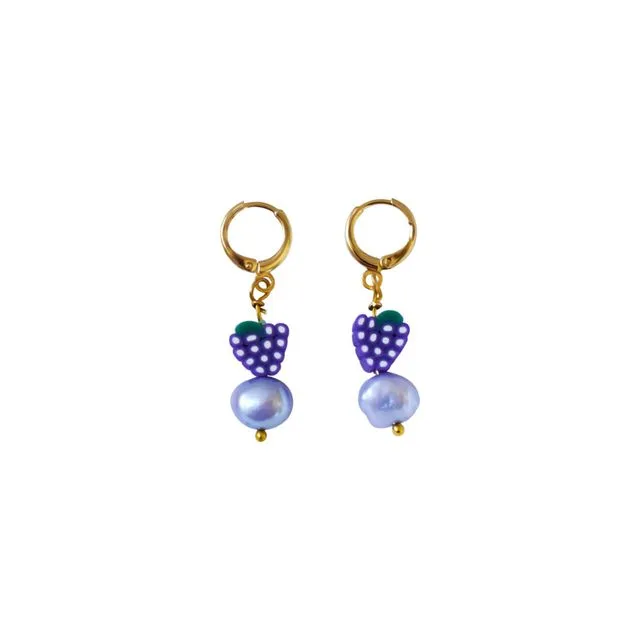 Grapes and Purple freshwater pearl earrings