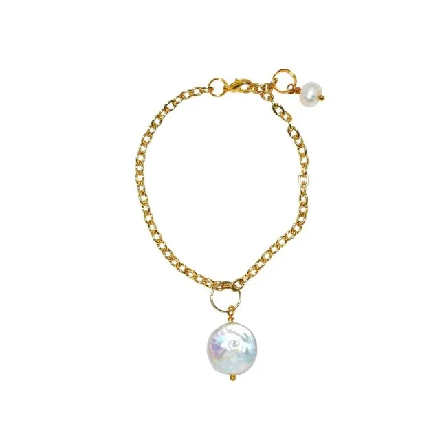 White freshwater pearl bracelet and anklet