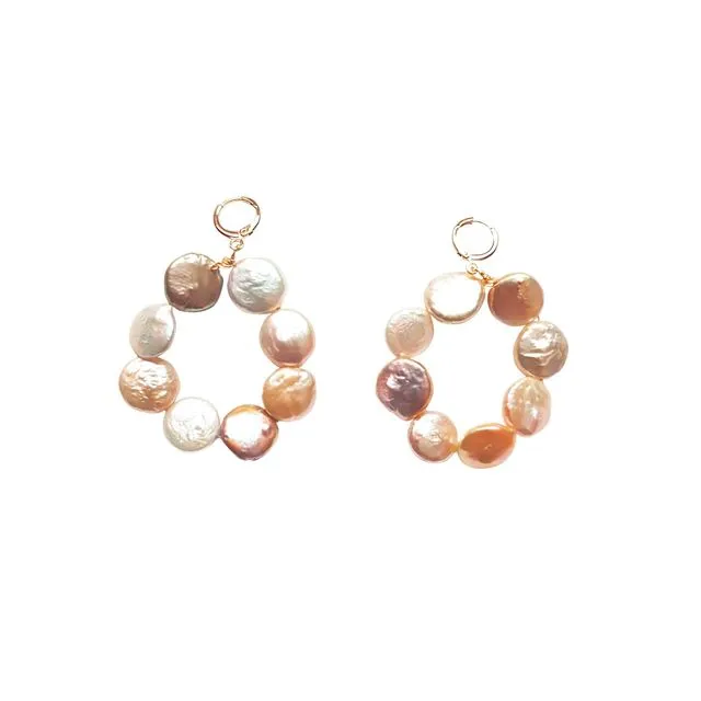 Omo Love (Pastels Coin Pearl Hoop) earrings
