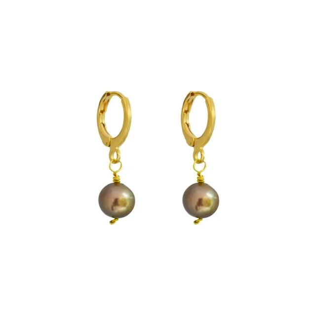 Large silver pearl earrings