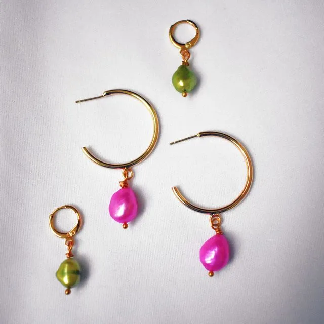 Green pearl earrings only