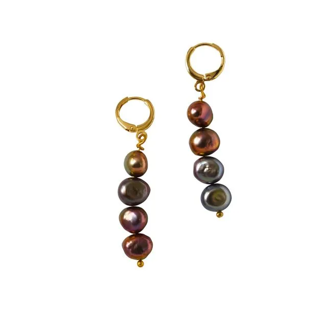 Dark brown/ purple potato pearl earrings