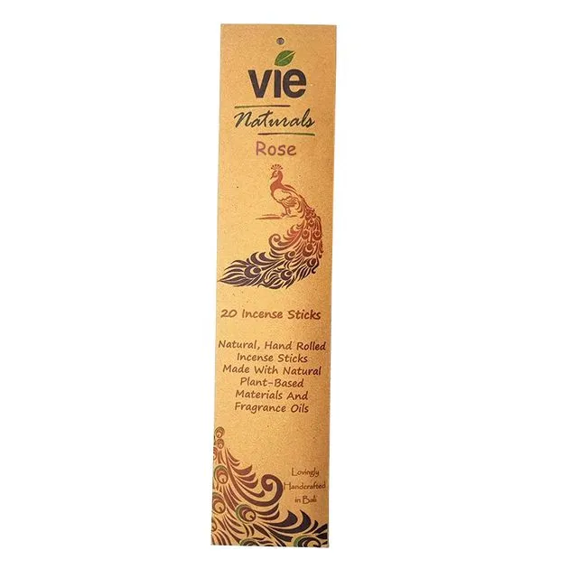 Vie Naturals Hand Rolled Incense, Pack of 20 Sticks, Rose