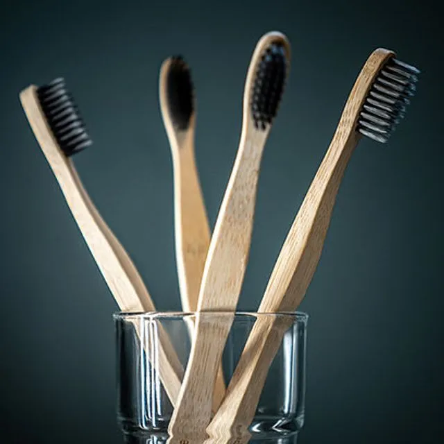 Charcoal Bamboo Toothbrushes - Pack of 4