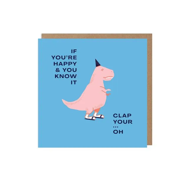 Clap Your Oh Funny Dinosaur Birthday Card Pack of 6