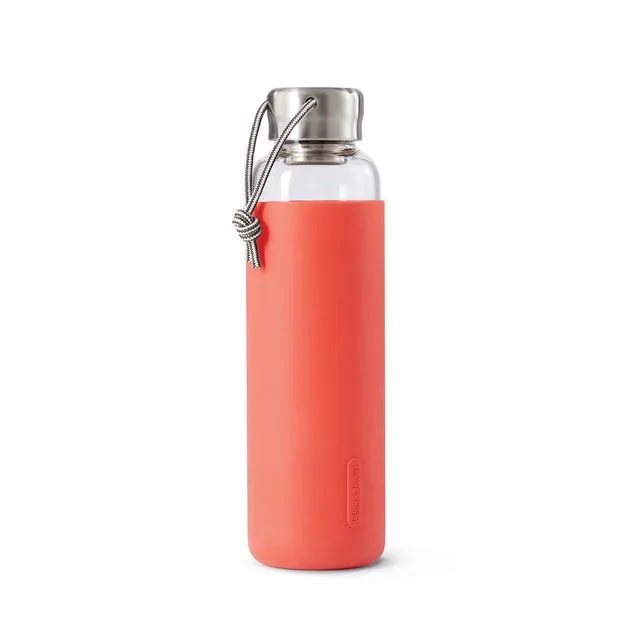 Glass Water Bottle - Leak Proof Glass Water Bottle With Protective Silicone Sleeve 600ml - Coral (Pack of 4)