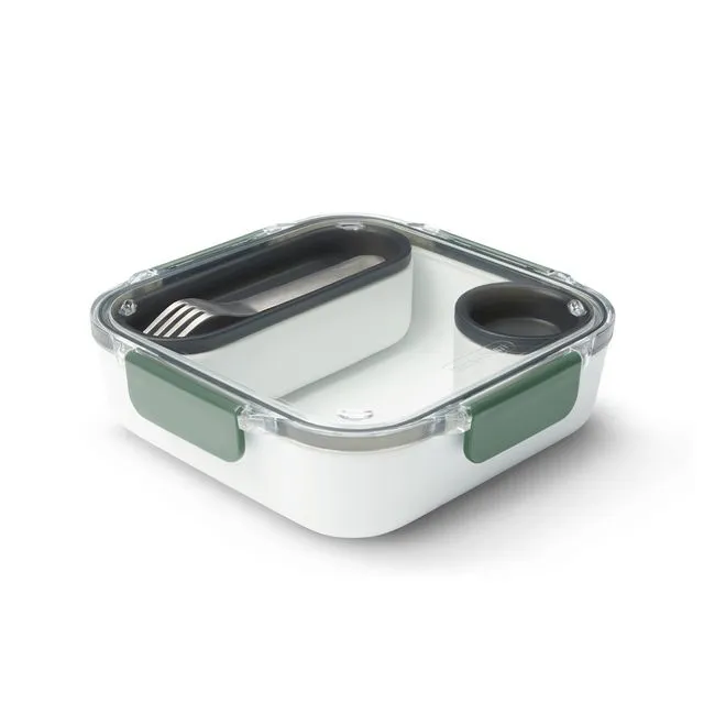 Lunch Box Original - Leak Proof Microwave-Safe Lunch Box Original with Fork 1L - Olive (Pack of 4)