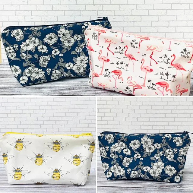 Cotton Make Up Bags with zip closure