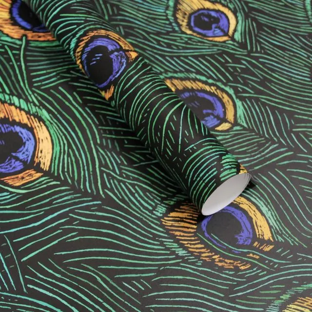 Peacock Feather Gift Wrapping paper ( matching tag & card available) 5 sheet pack