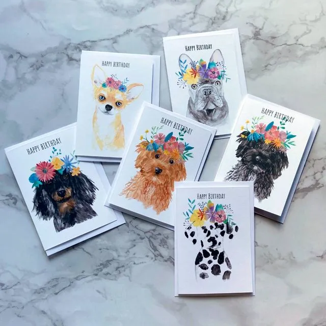 Flower Crown Dog Card Bundle