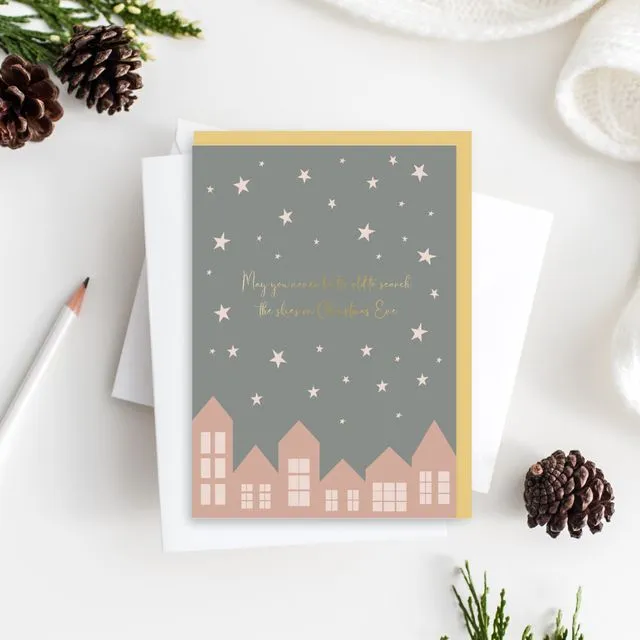 Search the Skies (Pink) Christmas Card, pack of 6