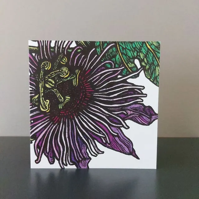 Passion Flower Blank Floral Greeting Card - Pack of 5