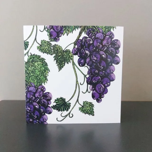 Grape Vine Blank Floral Greeting Card, Pack of 5